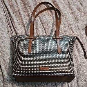 Fossil Black and Brown Geometric Tote Bag